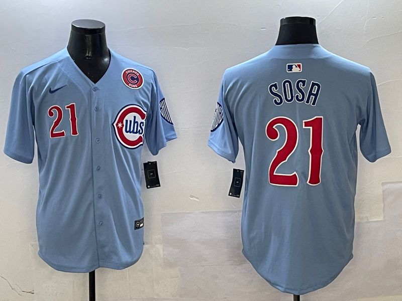 Men Chicago Cubs #21 Sosa Light Blue Throwback Fashion 2025 Nike MLB Jersey style 5->detroit tigers->MLB Jersey
